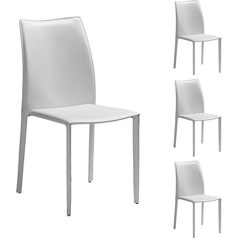 Lot de 4 chaises repas coloris blanc - KIMY