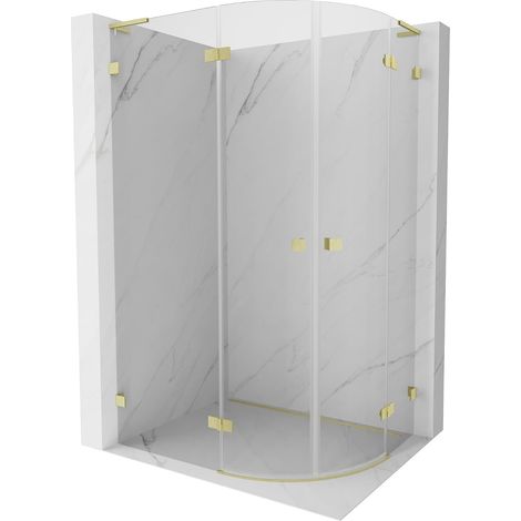 Mexen Lunar L cabina de ducha semicircular abatible izquierda 100 x 90 cm, transparente, oro cepillado - 833L-100L-090P-55-00 (1/5)