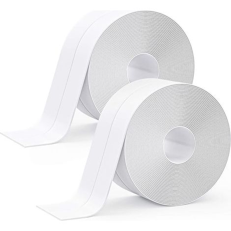 Caulk Tape - PVC Auto-Adhesive Sealing Strip - For Kitchen Sink Bathroom Bathtub Wall Edge Protection - 3.2 M x 3.8 Cm - 2 Rolls (1/5)