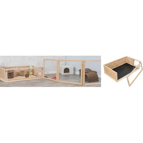 Trixie – Enclos intérieur pour rongeur 100x60x30 cm – Bois non traité – Verre acrylique – Porte latérale verrouillable – Base amovible (1/5)