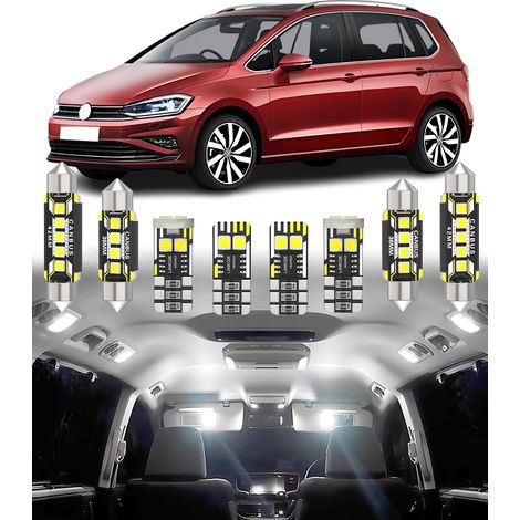 12pcs Car Interior LED Light Kit Replacement for Volkswagen VW Golf Plus Sportsvan 2004-2020 Interior Lighting 6000K White (1/5)