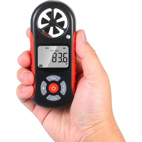 Anémomètre numérique portable 8 en 1 : vitesse du vent, refroidissement éolien, température, humidité, indice de chaleur, point de rosée, pression barométrique, altimètre, météorographe avec écran LCD (1/5)