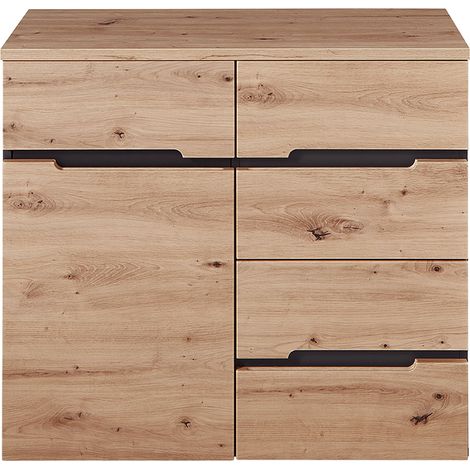 Kommode mit vier Schubkästen MANRESA-36 in Artisan Eiche Nb. mit Graphit, B/H/T: ca. 90/82/38 cm (1/3)