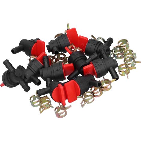 Lot de 10 colliers de serrage noirs et rouges à 90° pour vanne d'arrêt de carburant, compatibles avec les conduites de carburant de 1/4 po (494539, 698181, 697944, 35857) (1/5)