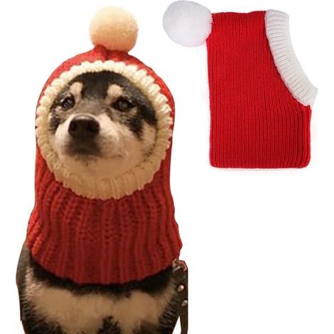 Bonnet de Noël pour chien - Bonnet d'hiver chaud pour chiot, bonnet épais tricoté, bandeau de Noël pour petit chat, vêtements pour petits chiens (1/5)