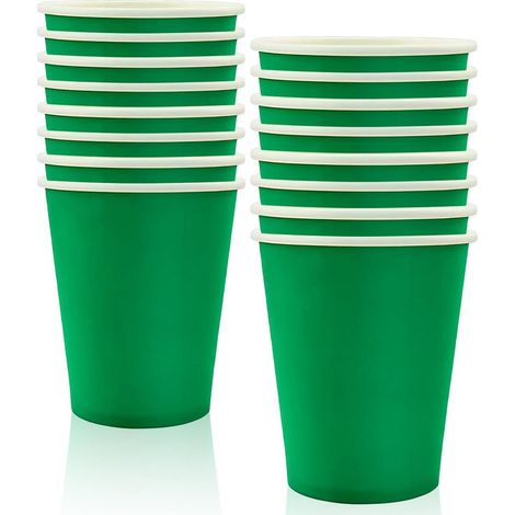 16x Grüne Pappbecher 250ml für Partys & Geburtstage