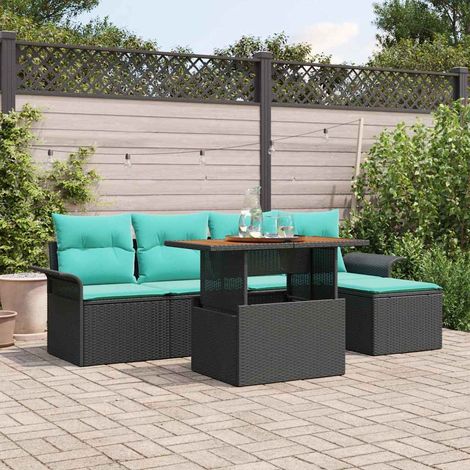 vidaXL Garten-Sofa-Set mit Speicher 6 pcs Schwarz Poly Rattan (1/5)