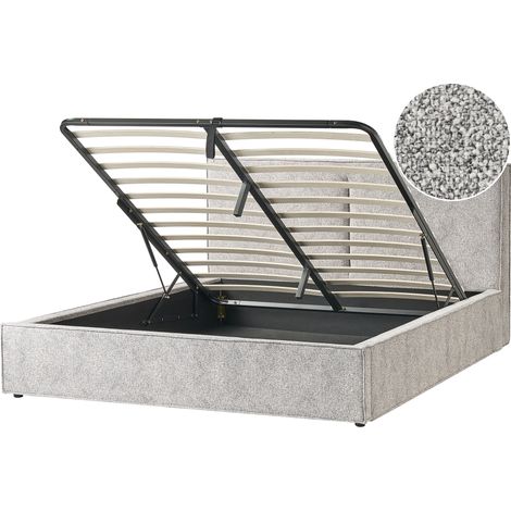Cama con almacenaje de velur de punto somier de láminas 180 x 200 cm negro y blanco Moissac