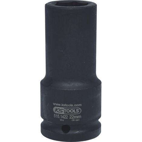 Douille longue à chocs 6 pans 3/4', 22 mm sur carte - KSTOOLS - 515.1422-E