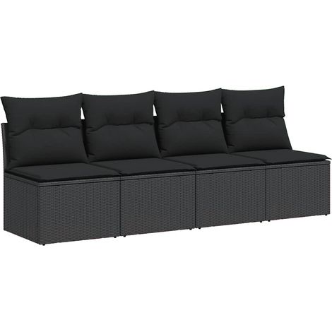 Canapé de jardin,Canapé d'extérieur,Sofa de jardin avec coussins 4 places en polyrotin noir CFW479163 (1/5)