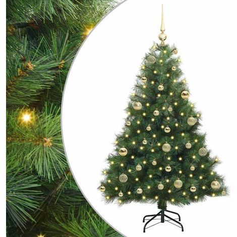 Sapin de Noël artificiel avec 150 lumières LED, vert, 120 cm, en PE et PVC. (1/5)