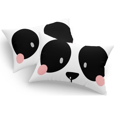 Funda de almohada Set Blanco Negro Rosa