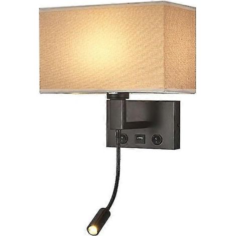 3104 5W LED-Wandleuchte für Bett und Flur mit Schwanenhals-Spot und USB-Anschluss - Schwarz / (Schwarzbraune Abdeckung, warmes Licht) (1/5)