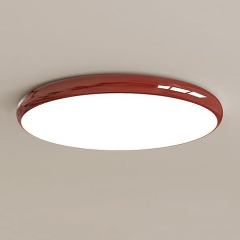 Plafonnier rond LED de 30 cm, plafonnier moderne en métal, température de couleur sélectionnable de 3000 à 6000 K, pour chambres et aux salons (rouge) (1/5)