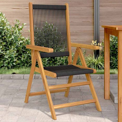 Chaises de jardin-Chaise de terrasse-Chaise d'extérieur lot de 2 noir bois d'acacia et polypropylène 111423 (1/5)