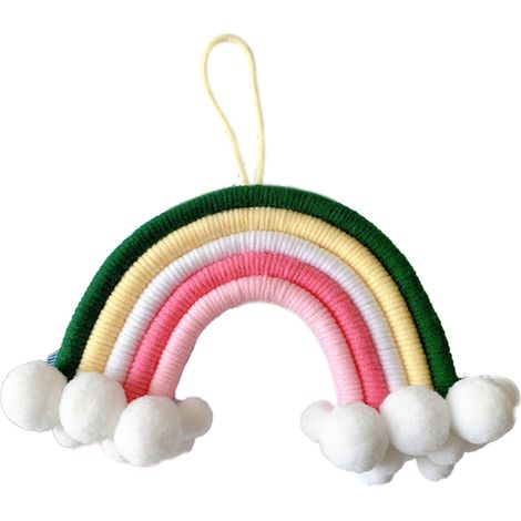 Tenture Murale Arc-en-ciel - Macramé en Coton Naturel - Décoration Intérieure pour Chambre Enfant Salon - 1 Pièce (1/5)