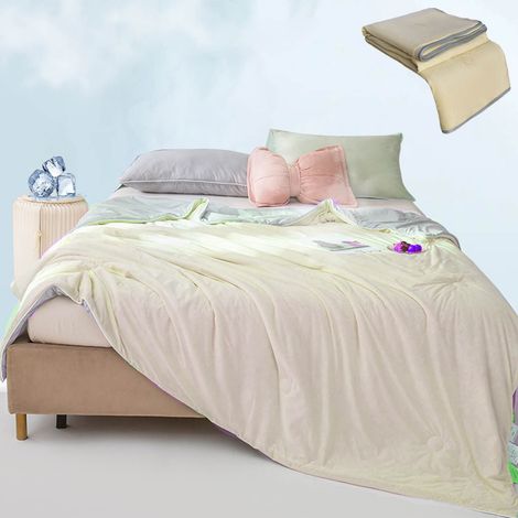 Couverture Rafraîchissante - Microfibre Légère Respirante 110 x 150 cm - Pour Lit Canapé Voiture - Usage Estival et Toutes Saisons - 1 Pièce (1/5)