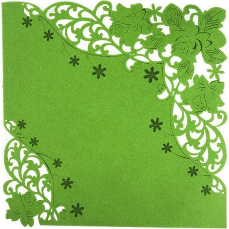 Frühlingshafte Filzdeckchen in Grün, 28x28 cm, mit Blumenmotiv (1/2)