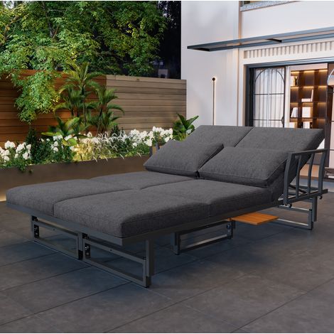 divano seduta 186x64 regolabile esterno acacia grigio HAVRYA (1/5)