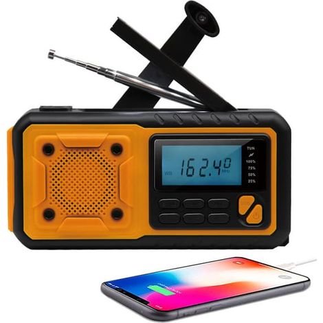 Filiyano-Nouveau modèle de radio d'urgence, radio à manivelle alimentée par batterie externe solaire de 4000 mAh, radio AM/FM/WB et radio d'alerte (1/5)