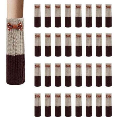 Chaussettes de meubles en laine tricotée – Lot de 32 patins antidérapants pour pieds de chaise, table et canapé (1/5)