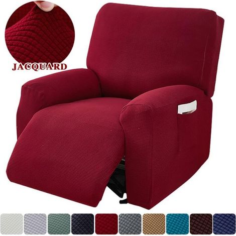Housse de canapé inclinable extensible en jacquard, housse de chaise longue, décoration d'intérieur - Rouge vin (1/5)