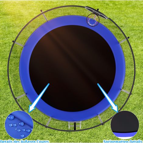 Trampolín exterior de 366 cm con red de seguridad, estructura de acero, azul HAVRYA (1/5)