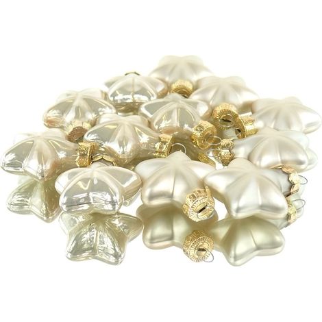 Weihnachtsanhänger Mini-Sterne Pearl 6 x matt & 6 x glänzend 4 cm - Glas (1/2)