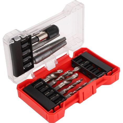 11 extracteurs vis avec adaptateur extension taraud – Queue hex 1/4in, boîte stockage, mécanique (1/5)