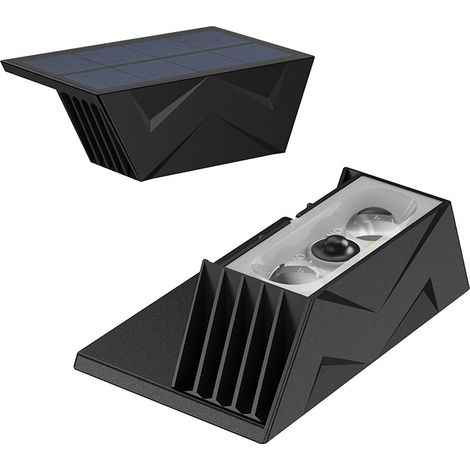 Set mit 2 Solar-Gartenleuchten, schaltet sich automatisch bei Dämmerung ein, wasserdichte Treppenleuchte, Solar-Gartenwandleuchte, warmes Licht.