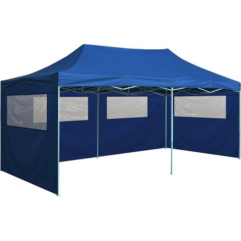 Tente de réception pliable, Tonnelle de Jardin, Pergola Pavillon Chapiteau avec 4 parois 3x6 m Acier Bleu FCV88618 (1/5)