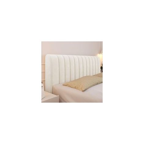 Housse Tete de Lit Extensible, Housse de Protection Tête de Lit Couleur Unie Nordique, Housse Tete de Lit, Housse de Tête de Lit pour Lits Simples Doubles King Size (160cm,Beige)