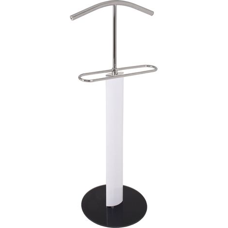 Valet de nuit 48x37x116 cm en verre noir et métal blanc et chromé
