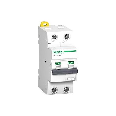 Schneider A9D07216 Acti9 iC60 RCBO - Interruptor diferencial 230 V CA - 2 polos, 16 A, 30 mA - Clase C - 10 kA - Tipo AC