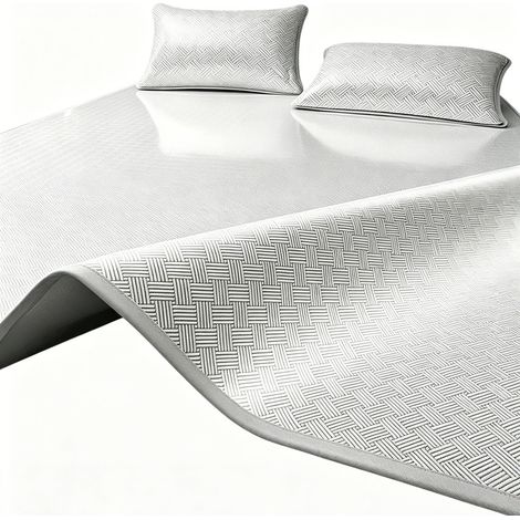 Surmatelas rafraîchissant effet soie glacée pour été – linge de lit frais auto-refroidissant, respirant et agréable au toucher pour lit simple et double (1/5)