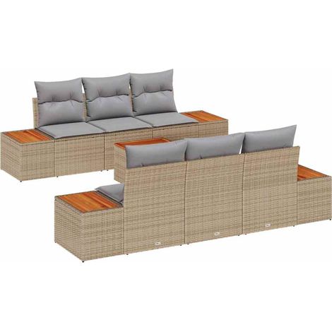 Garden Sofa Set with Cushion 7 pcs Beige Poly rattan vidaXL (1/5)