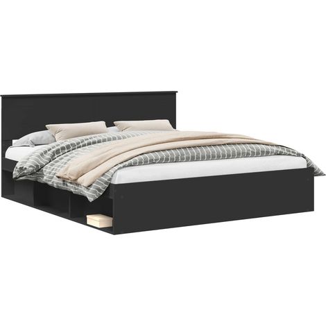 Maison Exclusive - Bettrahmen mit Kopfteil Schwarz 180 x 200 cm H