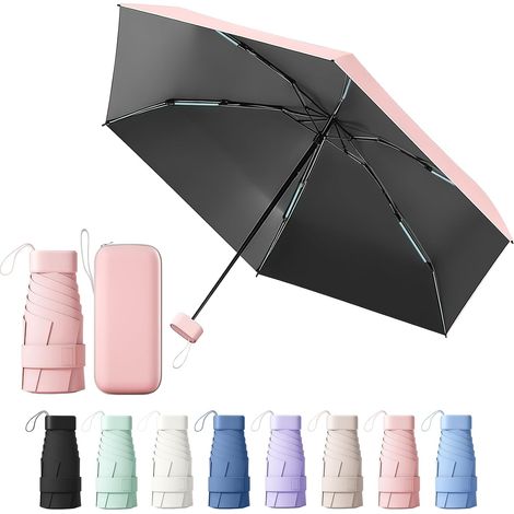 Os Doubles Parapluie Pliable Mini - Anti-UV, compact et léger pour voyage - Parapluie de poche portable homme femme - Protection sol (1/5)