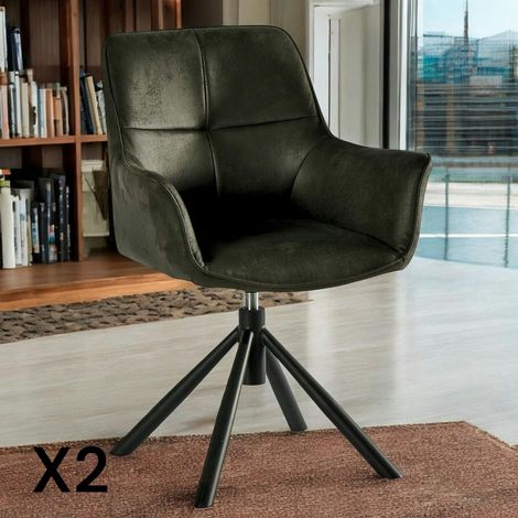 Fauteuil pivotant contemporain microfibre grise (lot de 2) IENA (1/4)