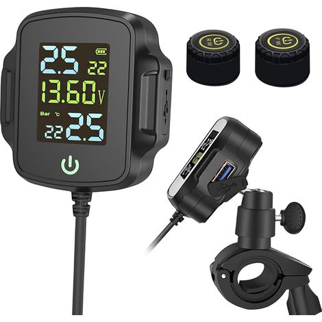 TPMS Système de Surveillance de Pression des Pneus de Moto avec 2 Capteurs (1/5)