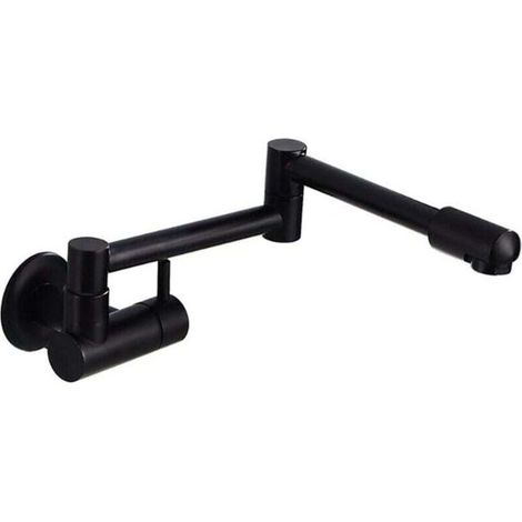 Folding Cold Water Wall-Mounted Kitchen Faucet, Black Wall-Mounted Faucet, Brass Wall-Mounted Faucet, Wall-Mounted Mixer Tap, Single Cold Water Outlet