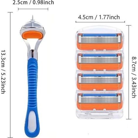 Ersatzköpfe für Gillette Fusion 5-Klingen-Rasierer (orangefarbener Kopf mit 4 Klingen + 1 Rasiererständer) (1/5)