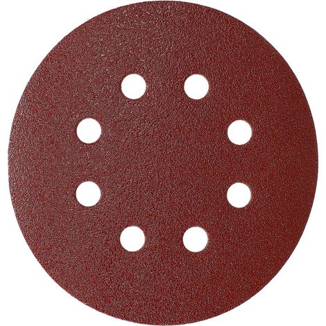 Mirka Carta abrasiva rossa Dischi abrasivi Ø 125 mm/fissaggio Grip / 8 fori/grana P80 / 5 pezzi/per levigare legno, metallo e plastica (1/5)