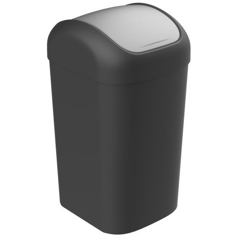 Poubelle fourre tout 50L couvercle 360° - Origine France - Noir et gris anthracite - Livraison gratuite (1/3)