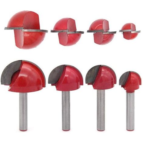 Sollbry 4 Pcs 6mm Tige Routeur Core Box Bits CNC Fraise à Rainure Ronde Outils à Bois 16mm/22mm/25mm/32mm (1/5)