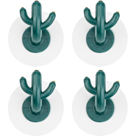 4 Pieces Cactus Adhesive Hooks Plastic Towel Hooks Waterproof Sticky Hooks Wall Door Hooks for Hanging Coat, Comb (1/4)