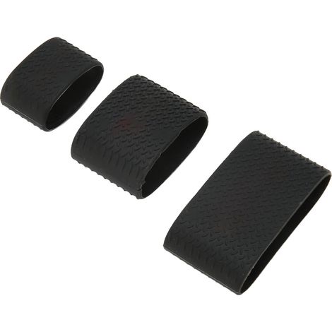Trois jeux de manchons en silicone noir pour tondeuse à cheveux, en grande, moyenne et petite tailles, avec tapis antidérapants. (1/5)
