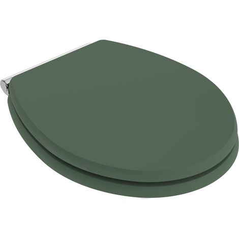 Hudson Reed Carlton Soft Close Toilet Seat Chrome Hinges - Hunter Green (1/2)