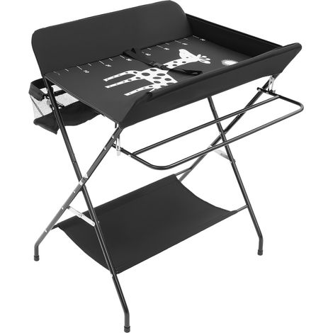 Table de soins des couches pour bébés Table de soins des couches pour bébés portable pliable (Noir) 80x63x96 cm (1/5)