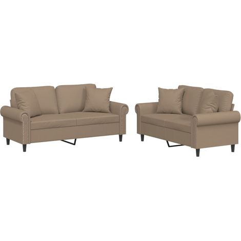 Maison Exclusive - Set di Divani 2 pz con Cuscini Cappuccino in Similpelle